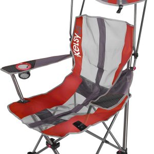 SwimWays Kelsyus Original Foldable Canopy Chair for Camping, Tailgates, and Outdoor Events, Grey/Red